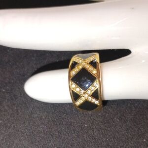 Rhinestone X Motif Ring Size 7